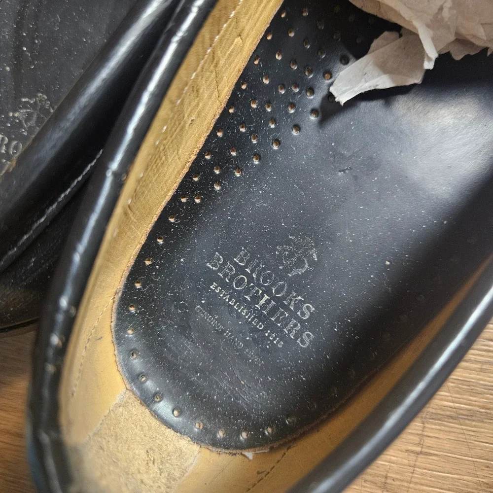 Brooks Brothers Mens Leather Penny Loafers 12 D Made in Italy Preppy Minimalist